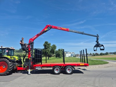 Transportanhänger Schwaighofer SBW17 mit Holzkran ICAR BAZZOLI IB7600 Z87