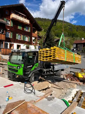 Muli T10X Hybrid Shift mit Wechselaufbau Hakenlift und Kran mit Britsche