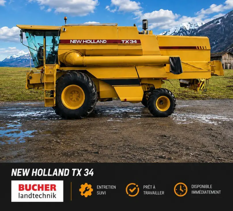 New Holland, TX 34 avec barre de coupe et chariot 4.5m, 1987