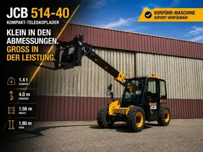 JCB 514-40 Kompakt-Teleskoplader–Klein in den Abmessungen gross, in der Leistung