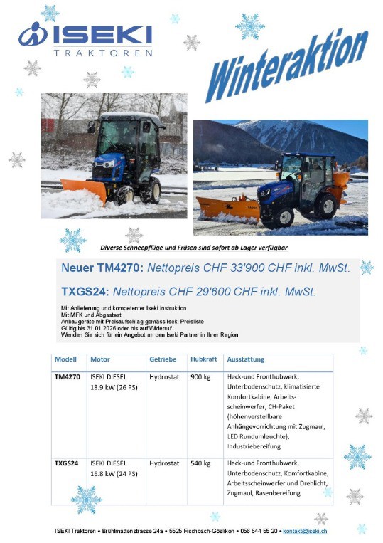 Iseki Winteraktion TM4270 oder TXGS24