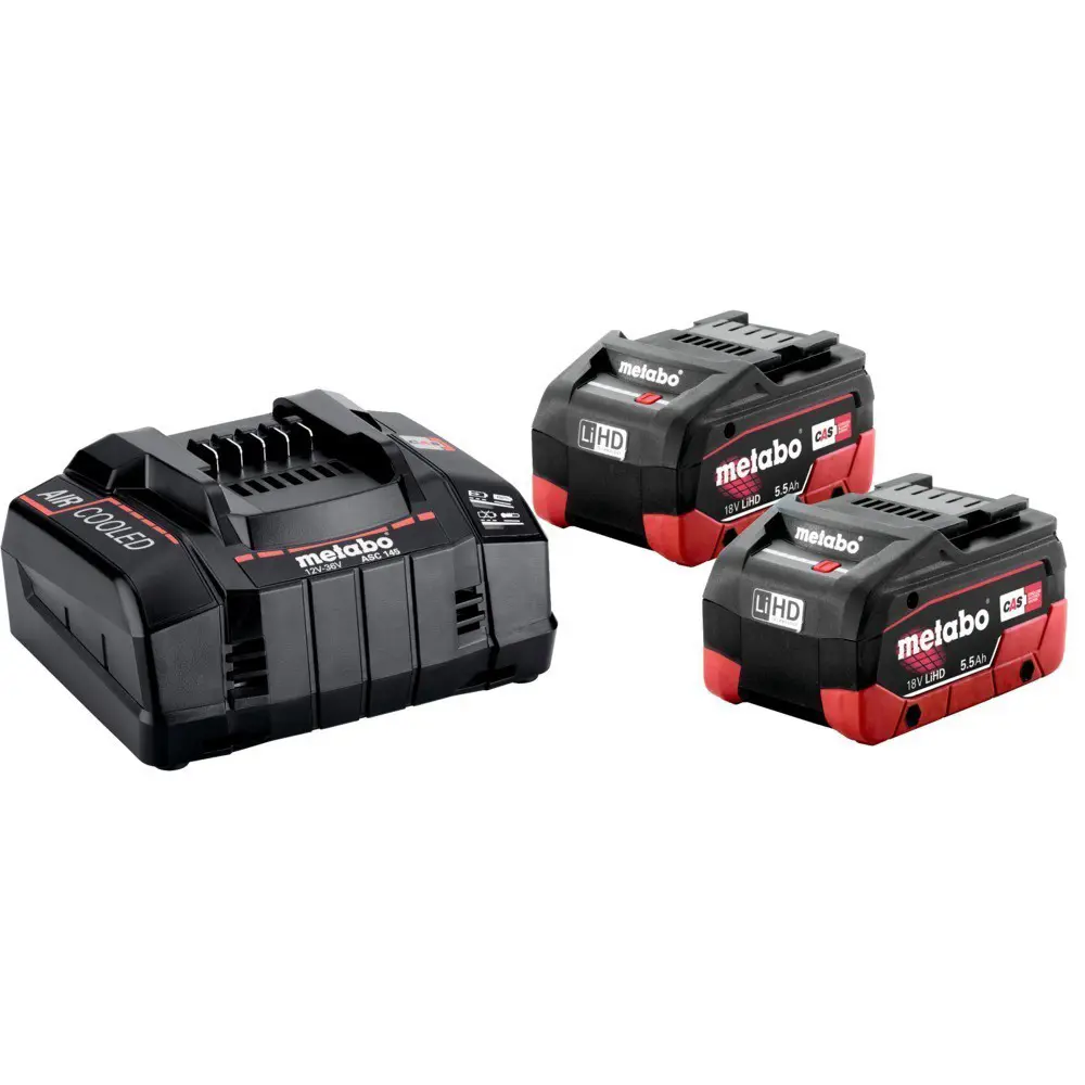 METABO Basisset, 2 Stk 5.5AhLiHD Akku mit Schnellladegerät ASC145