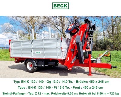 Einachs-Dreiseitenkipper "BECK" / mit Z-Forstkran Stepa Z 72