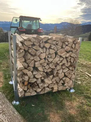 Lagergestell modular für Brennholz und anderes/Palette avec ranchets modulaire pour bois de feu ou a