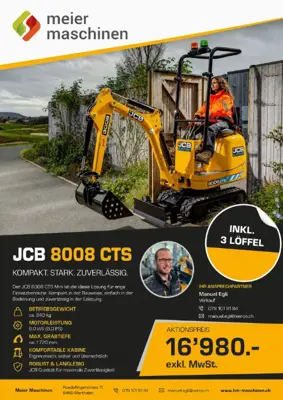 JCB 8008 CTS Minibagger inkl. 3x Löffel